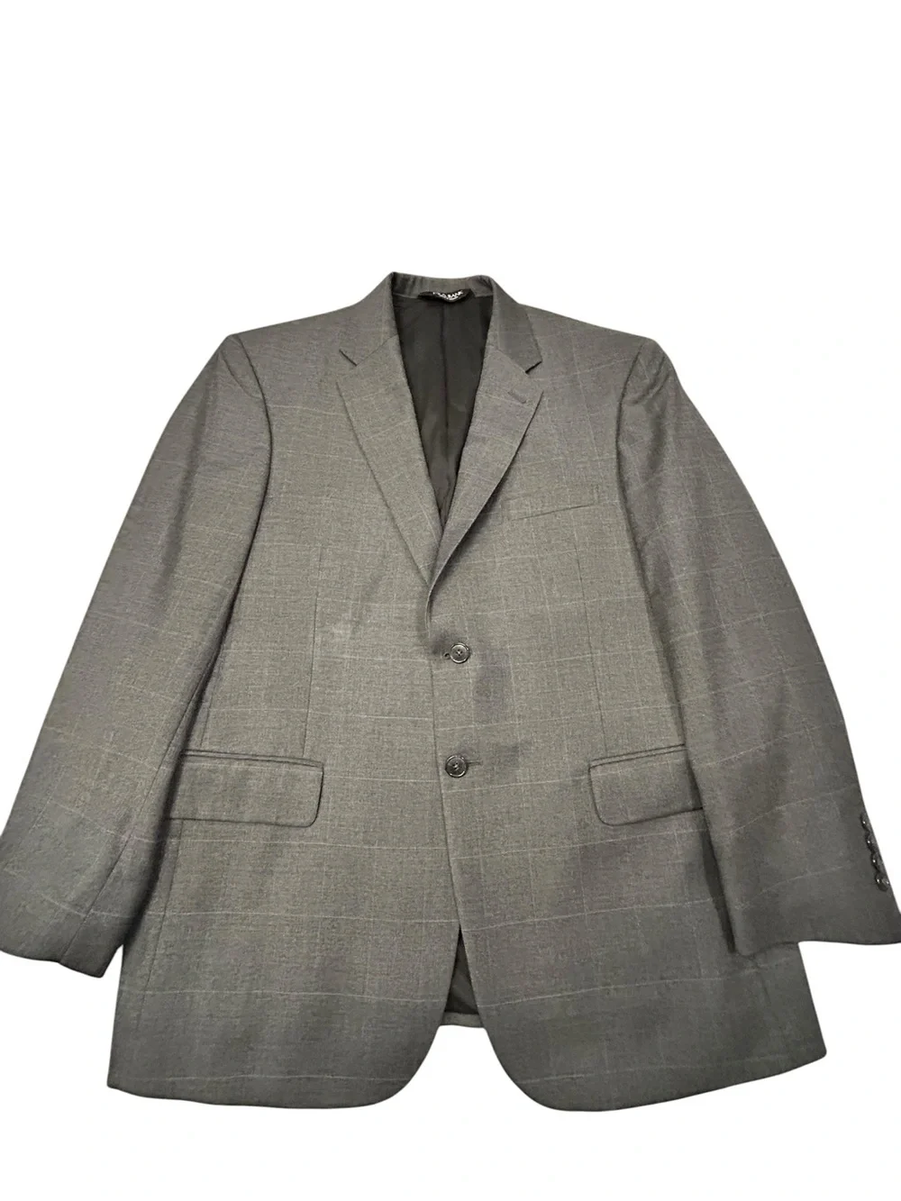 Jos. A. Bank Traveler Men's Gray Windowpane 2PC Suit 100% Wool 42S Formal Office